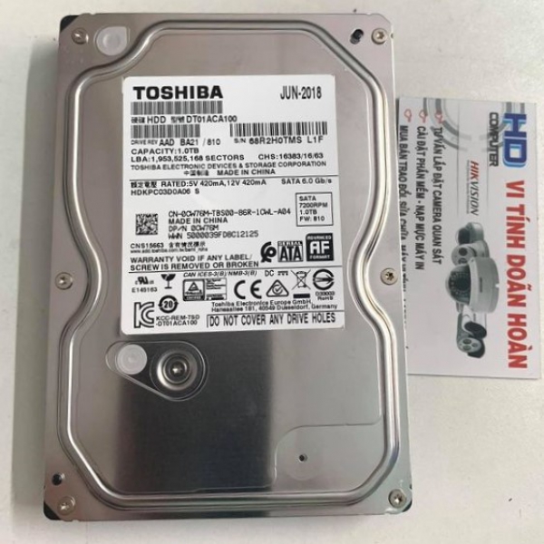 Ổ cứng HDD Toshiba 1TB 3.5 inch 7200RPM, SATA3 6GB/s, 32MB Cache